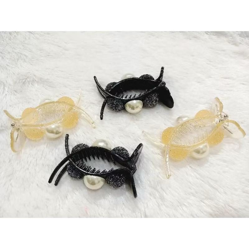 [Ecer] Jepit Rambut Jedai Korea Motif Kristal 2 Gigi Hitam/ Transparant Premium