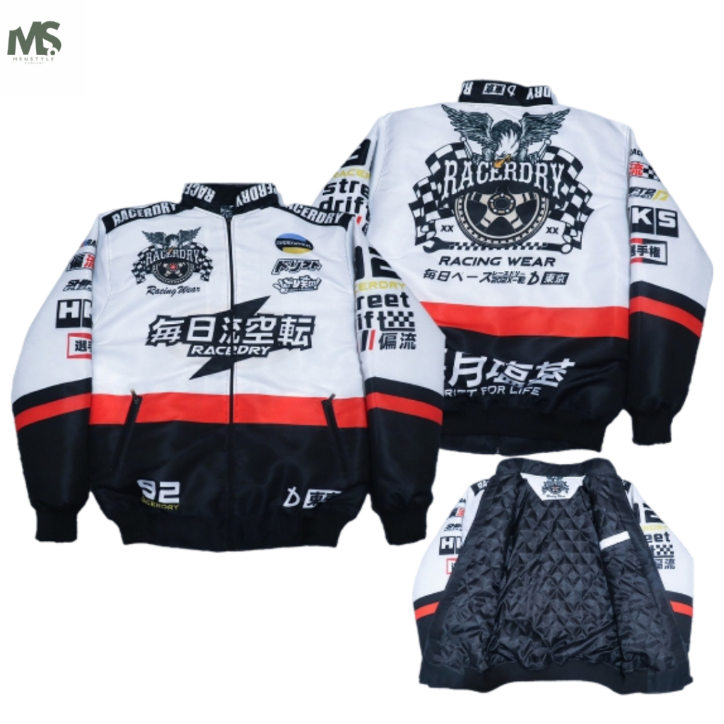 Jaket Nascar Vintage Racing Parasut Waterproof Pria Wanita
