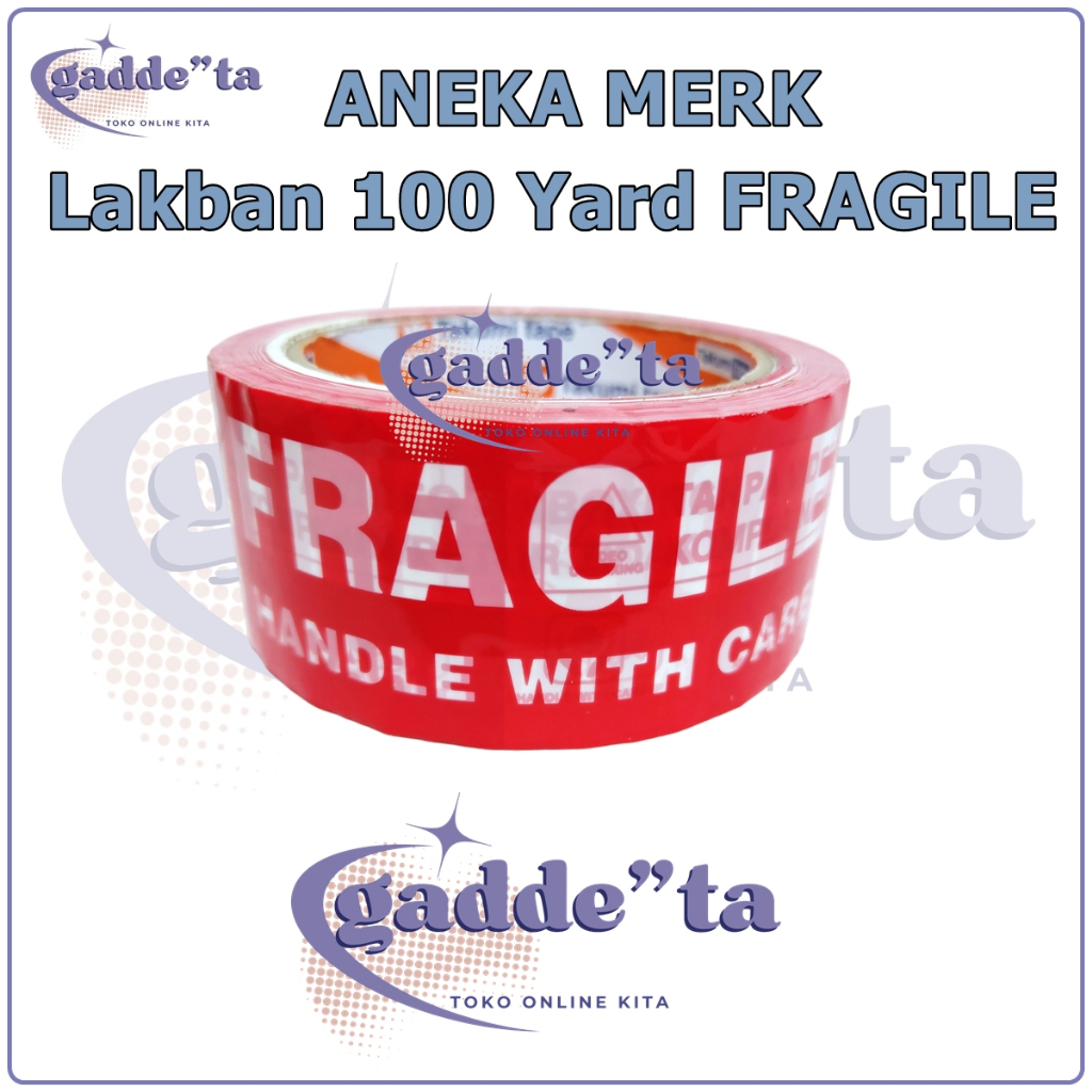 

Lakban 100 yard Fragile 45 x 100yard, 45 Omicron Aneka Merk