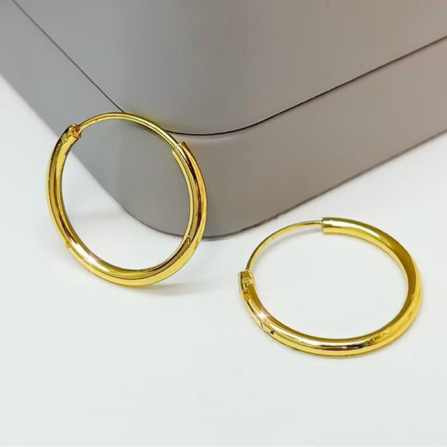 Anting Bulat gipsy Ring Polos gold dewasa