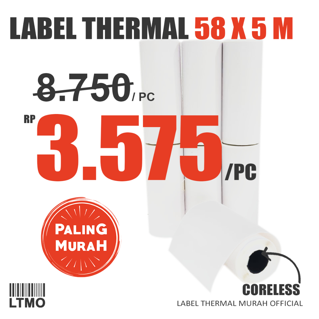 

Label Direct Stiker Thermal 58x5 m - Label Sticker Stiker Thermal 58 x 5 58mm x 5 m