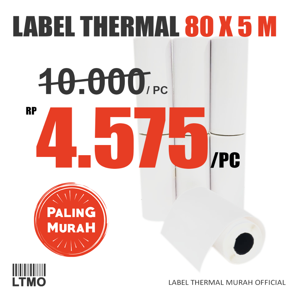 

Label Barcode MURAH Printer Bluetooth 80x5 Meter kertas stiker thermal 80mmx5m