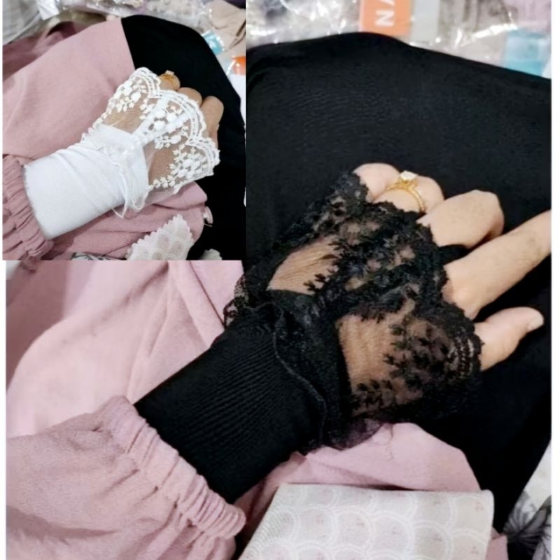manset tangan cincin renda besar/manset tangan renda muslimah