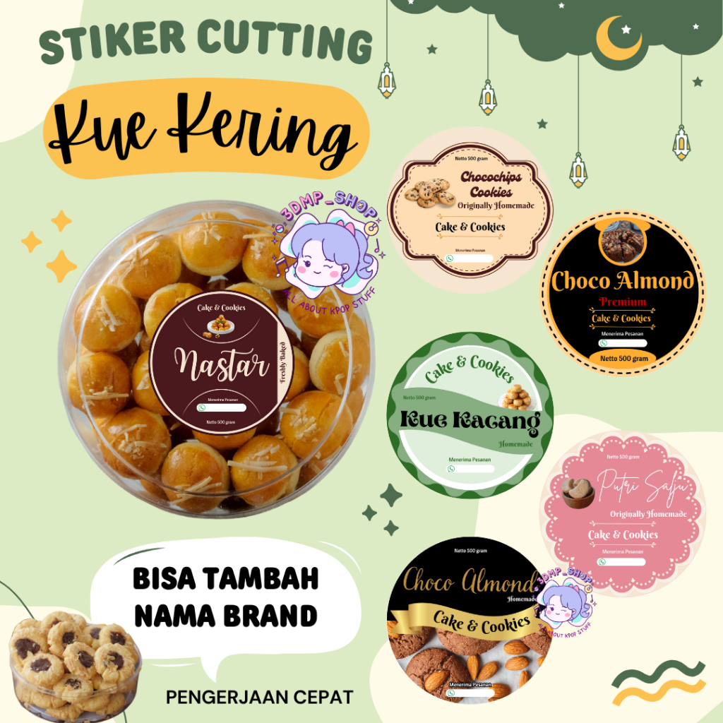 

Stiker A3 Kuker Kue Kering Bontax Chromo Cake Hari Raya Idul Fitri Lebaran Kue Kering ChocoChips Cookies Nastar Lidah Kucing Kue Kacang Kue Sagu