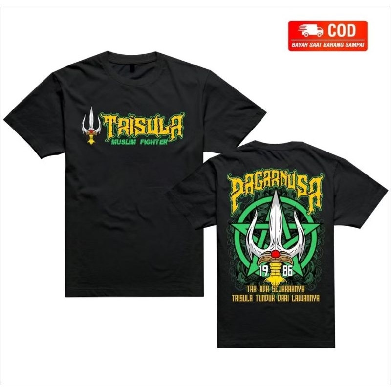 KAOS PAGAR NUSA TRISULA CORAK KUNING TRISULA TUNDUK PADA LAWANYA