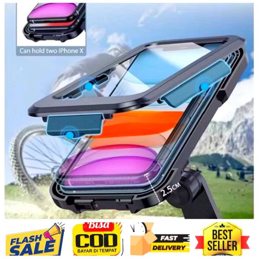 Holder Hp sepeda dan Motor Plus MIka waterproff Bisa Buat sepeda Listrik
