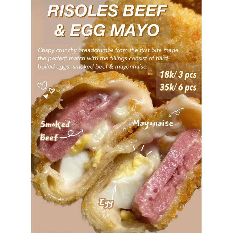 

risoles beef egg mayonaise risol frozen beku risoles halal snack jajanan pasar enak bandung murah besar isi banyak food kuliner ragout risoles smoked beef telur mayo ready stock makanan cemilan camilan