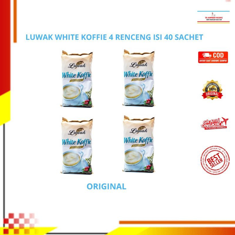 

[PAKET HEMAT ISI 4] Luwak White Koffie Original 4 Renceng Isi 40 Sachet PROMO MURAH/ Kopi Luwak White Koffie Original 4 Renceng Isi 40 Sachet PROMO MURAH