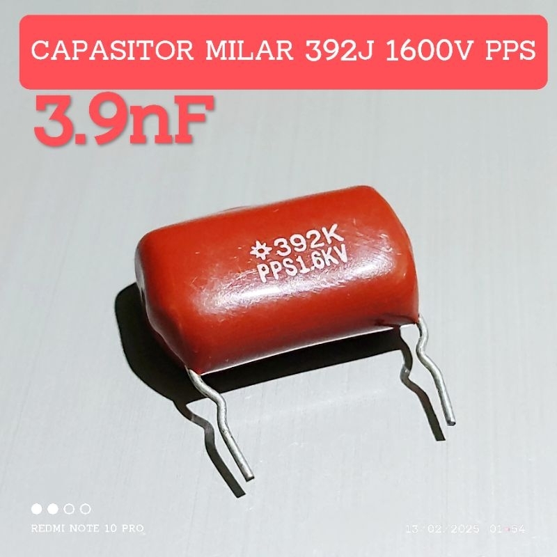 CAPASITOR MILAR 392J 392K 3.9nF 3n9 1600V 1.6KV 1600VOLT PPS ASLI