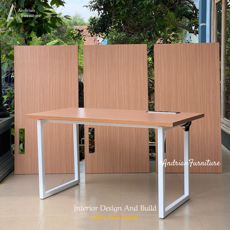 Meja Kerja Staff / Meja Belajar Besi Minimalis Modern Top Table HPL