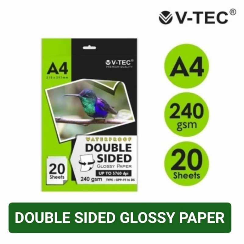 Kertas Glossy Paper Double Sided A4 240 Gsm Vtec