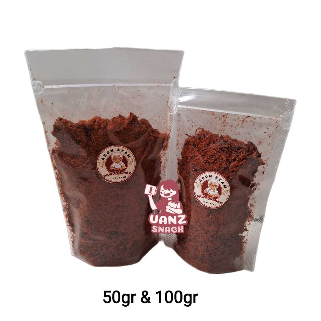 

Abon Ayam Asli cap Pawon Emak netto 50 gram dan 100 gram