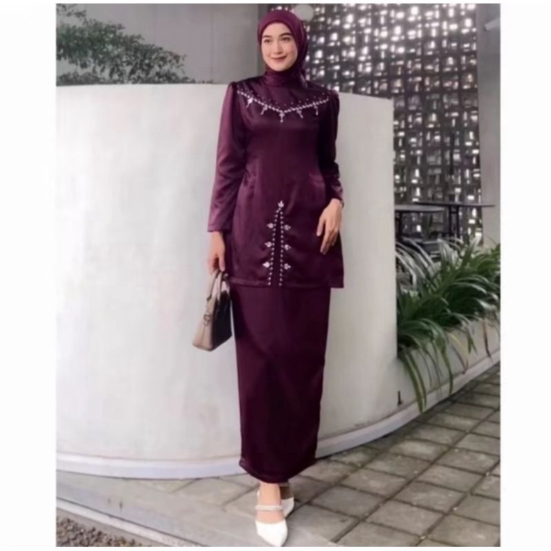 Oneset baju kurung melayu modern setelan baju melayu wanita