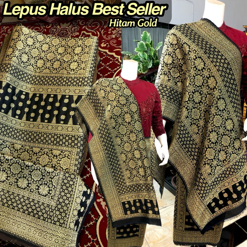 Songket Lepus Halus Best Seller Hitam Gold/ Songket Tenun Palembang asli Tenun Tangan/ilham songket 
