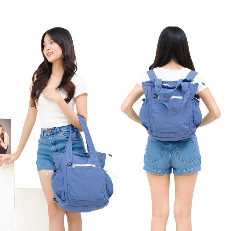 Himeku RUKA MEDIUM Totepack 2 in 1 - Tas Sedang - Totebag Backpack - Ransel Crinkle Pria Wanita