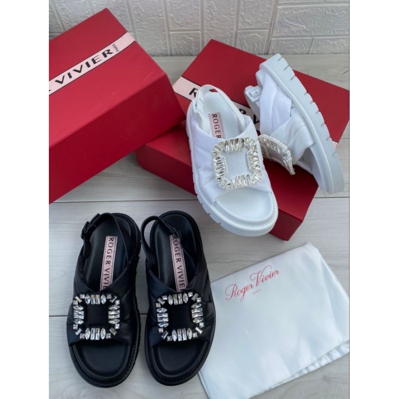 viv puffy strass buckle sandals super mirror