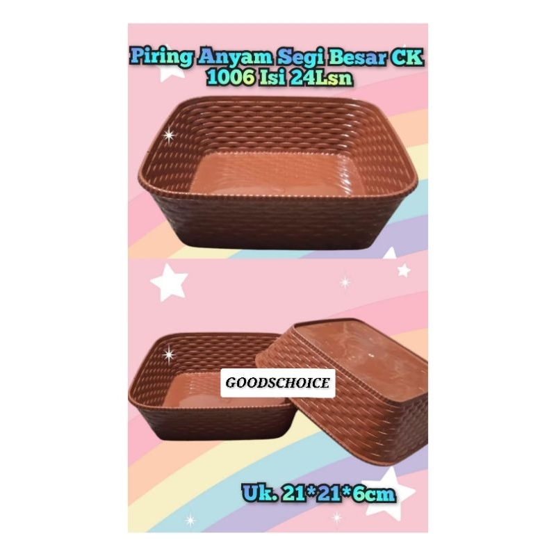 Piring Anyam Besar&Kecil Plastik / Piring Buah segi anyam