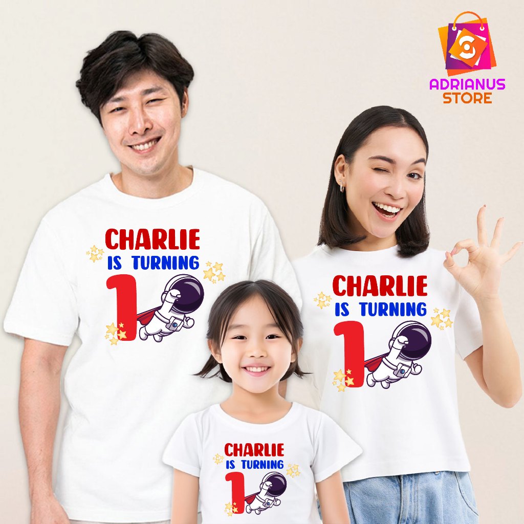 Baju kaos keluarga | kaos custom family custom ulang tahun | Gratis Biaya Desain |  Astronot