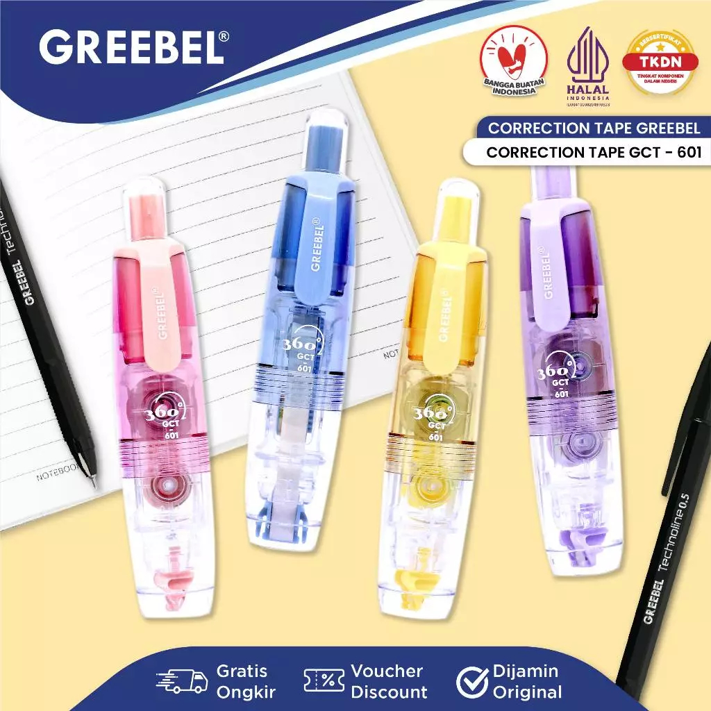 

Tipe X Kertas / Correction Tape Greebel GCT-601 Tip Ex Lucu Pastel