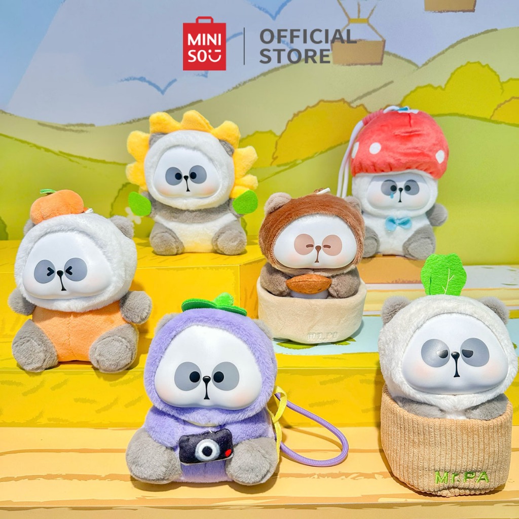 MINISO Mr. Pa Pa Vegetable Series Panda Doll Keychain Blind Box Liontin Boneka Mewah Vinyl Panda Luc