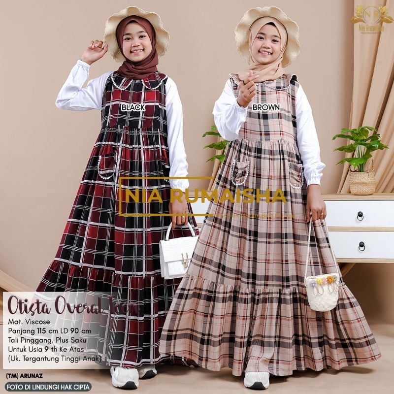 Gamis Anak Motif Kotak Kotak Elegant Moxa Overal Dres // Otista Overal Dres Nia Rumaisha