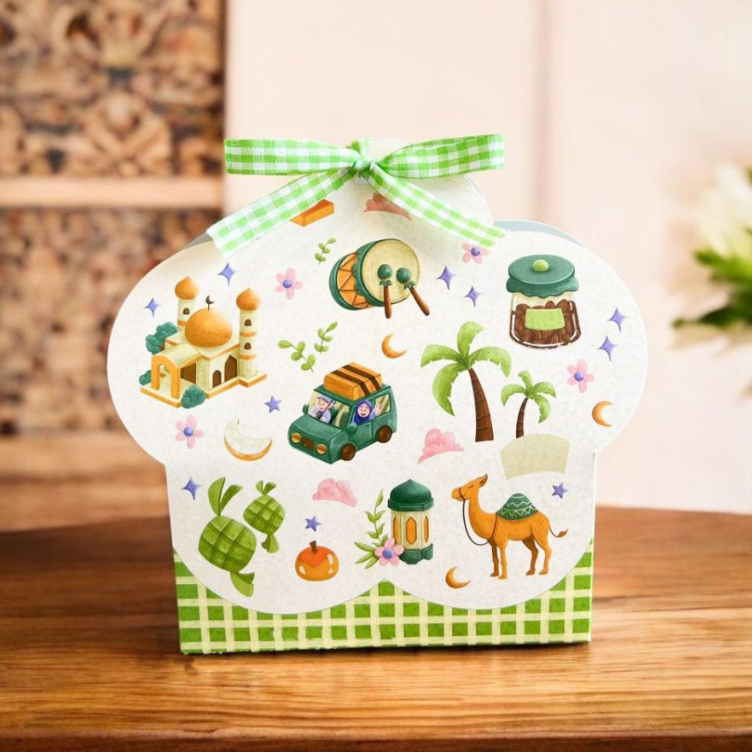 

( 10pcs ) Box cookies idul fitri 15x8.5x7.5 cm kotak packaging kue kering dus lebaran isi 1 toples 350gr