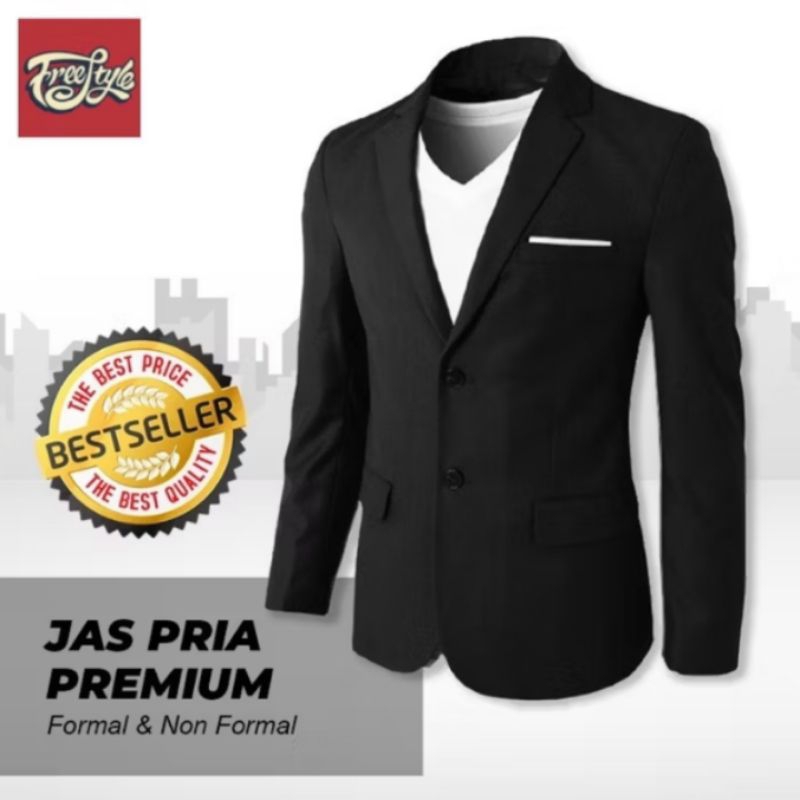 BLAZERS PRIA PREMIUM/JAS KHUSUS HITAM/JAS KANTOR/JAS PERPISAHAN