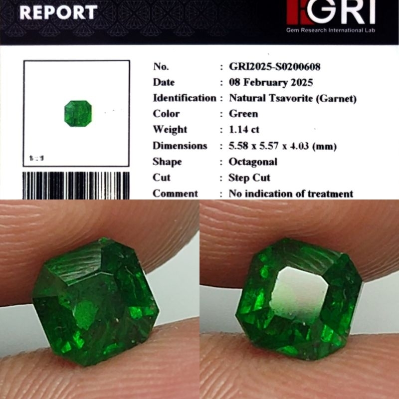 HOT ITEM Natural Vivid Green Tsavorite Garnet 1.1ct GRI Material Crystall Hot Color Ijo Botol Full L