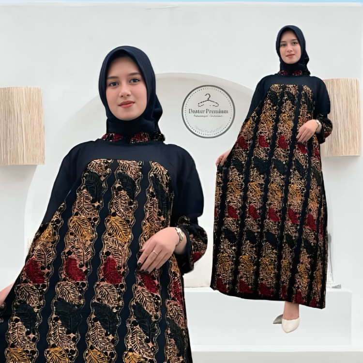 Dress Gamis Rayon Premium Batik Pekalongan Wanita Busui Lengan 7/8