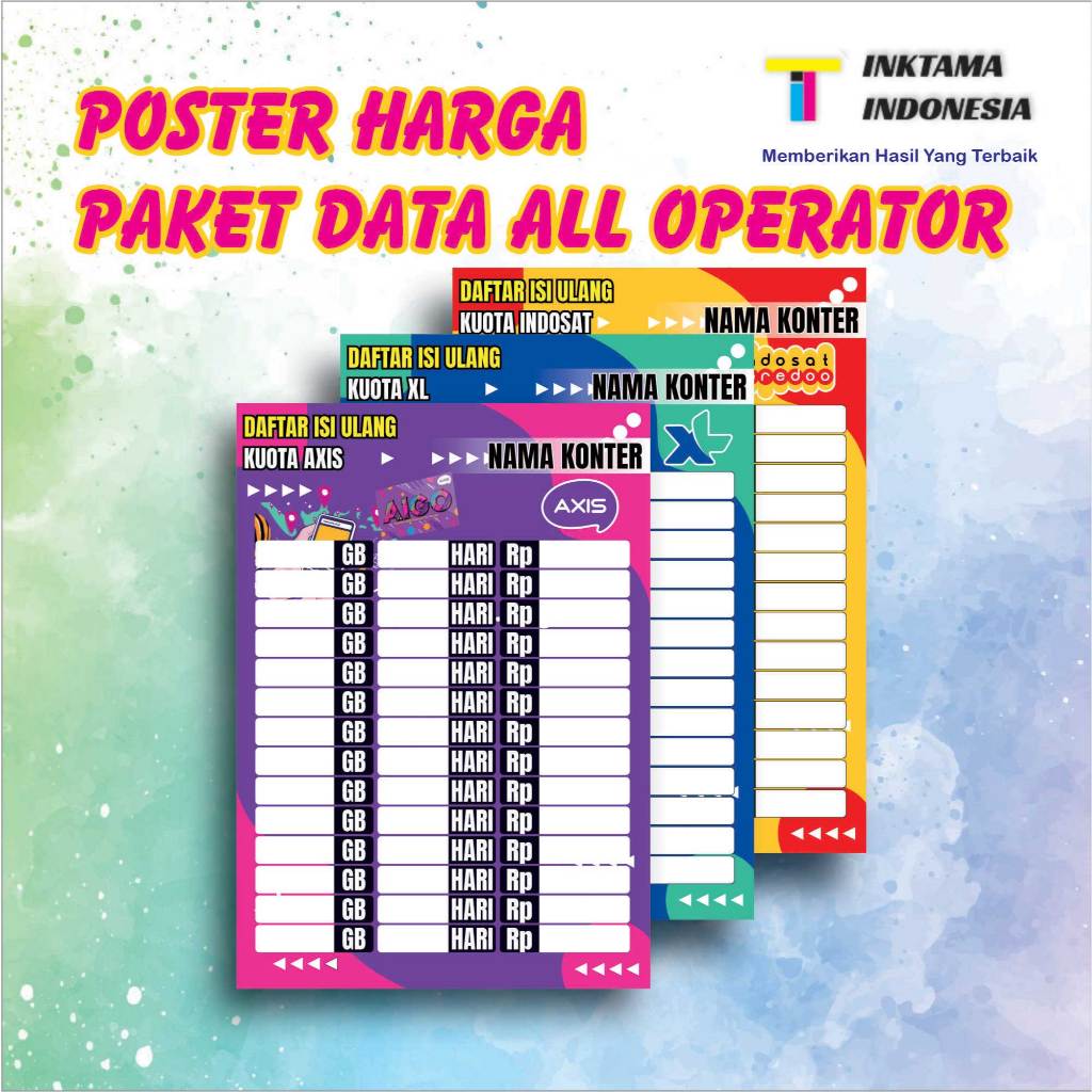 

Poster Konter Daftar Harga Paket Data All Operator
