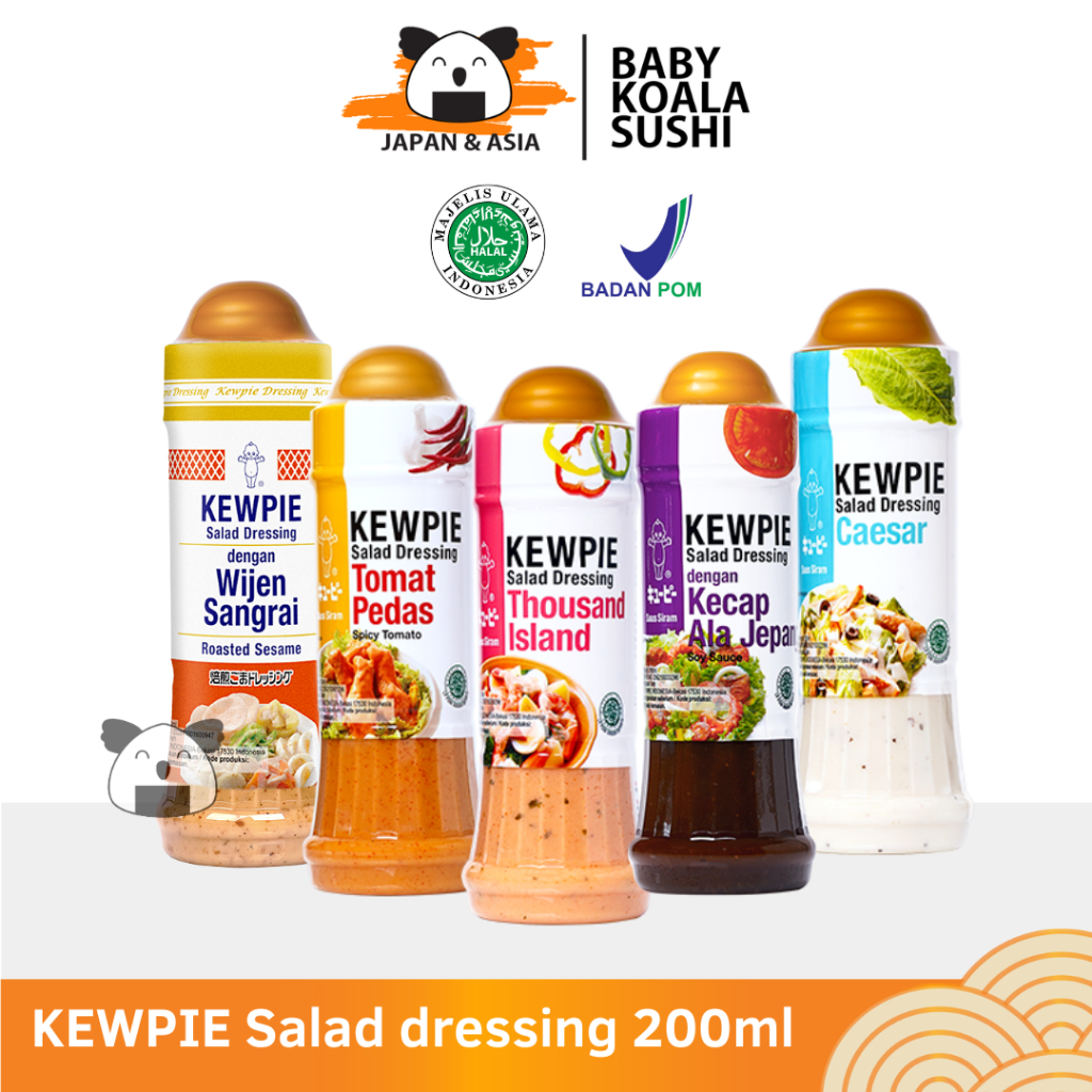 

KEWPIE Salad Dressing 200 ml Caesar, Tomat Pedas, Thousand Island, Kecap Jepang, Wijen Sangrai