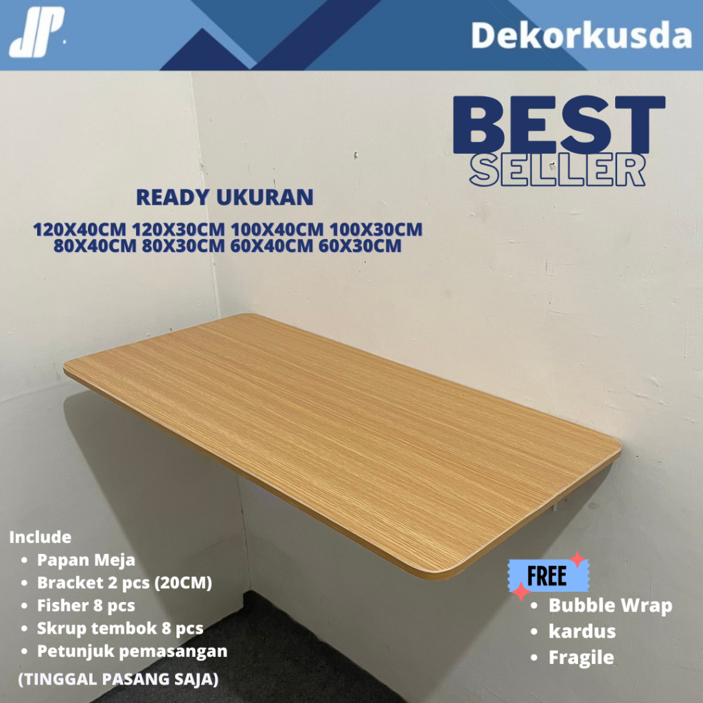Meja Lipat Dinding 100X40 100X30 80X40 80X30 60X40 60X30 Meja Satu Set Tanpa Bor / Meja Komputer /