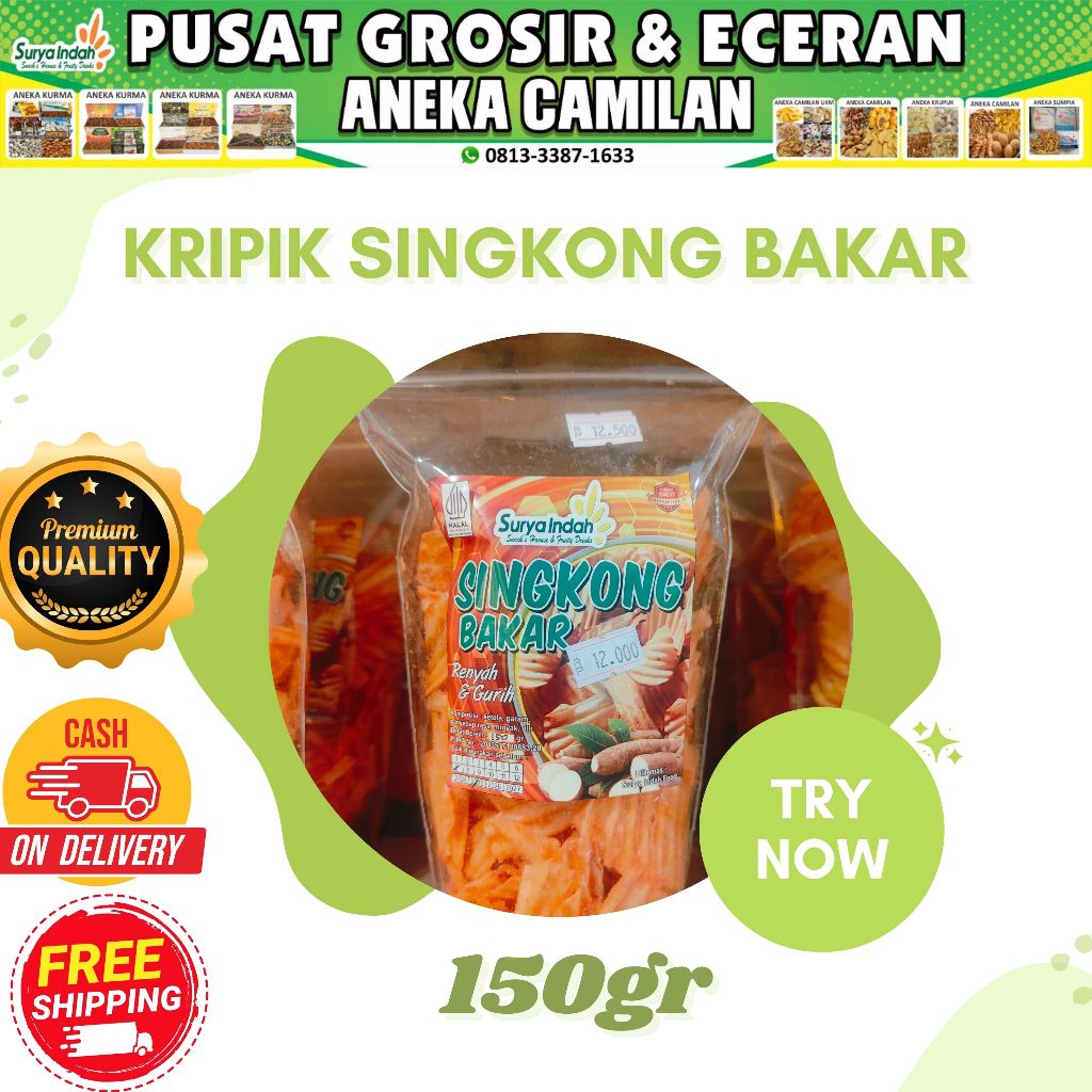 

Kripik Singkong Bakar packing 150gr Kwalitas Premium dijamin renyah Surya indah Jombang