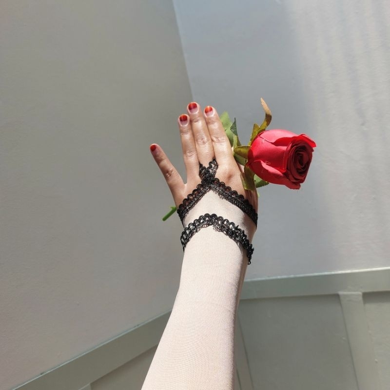 PROMO Handsock Renda 2 Layer | Handsock Muslimah | Handsock Renda Hitam | Handsock Jempol | Handsock