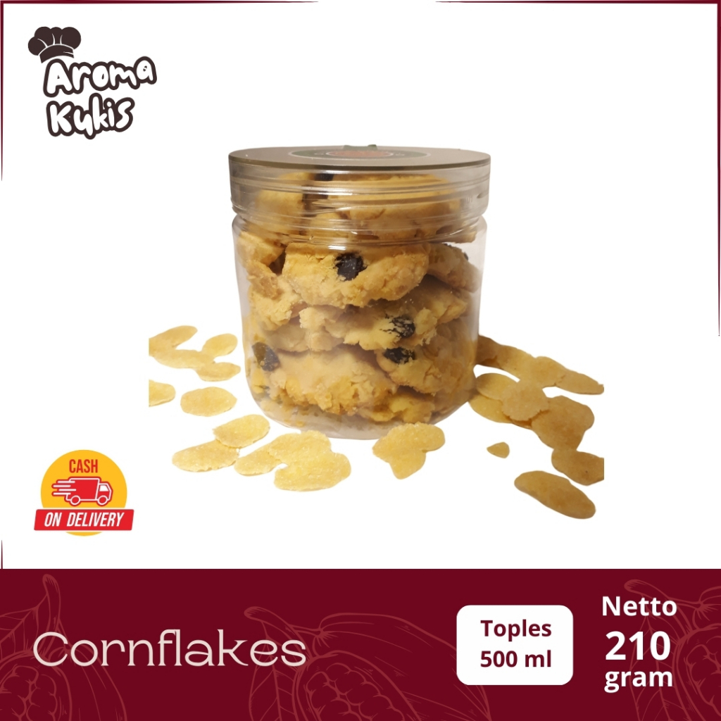 

Aroma Kuki's Cornflakes Toples 500 ml Kue Kering Renyah Teman Ngopi