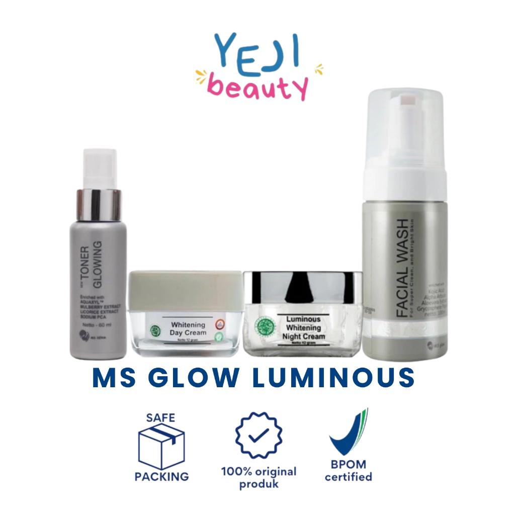 MS Glow Paket Luminous 4 Item Paket Penghilang Flek Hitam, Bopeng Free Pouch MS Glow