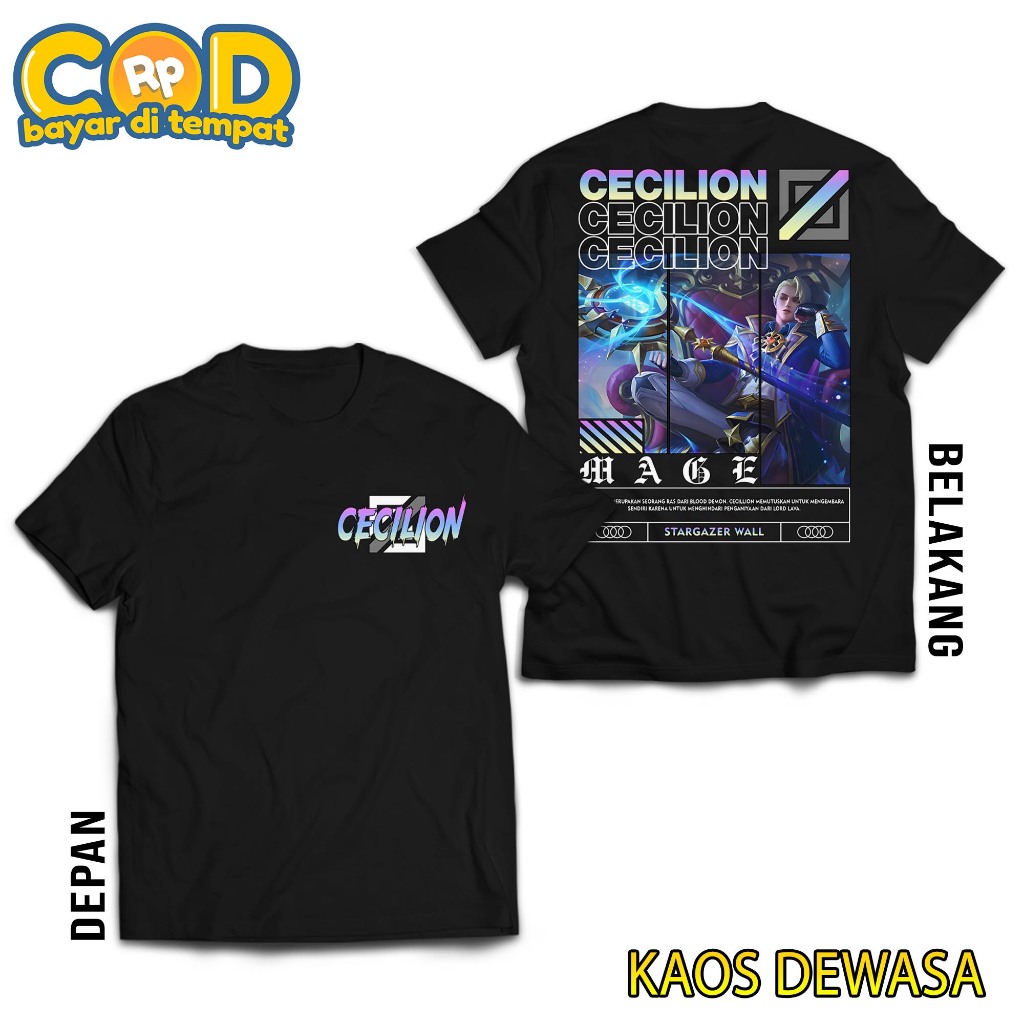 HOSINSHOP KAOS MOBILE LEGEND CECILION STARGEZER WALL - HERO MAGE - KAOS ML VIRAL - DISTRO UNISEX