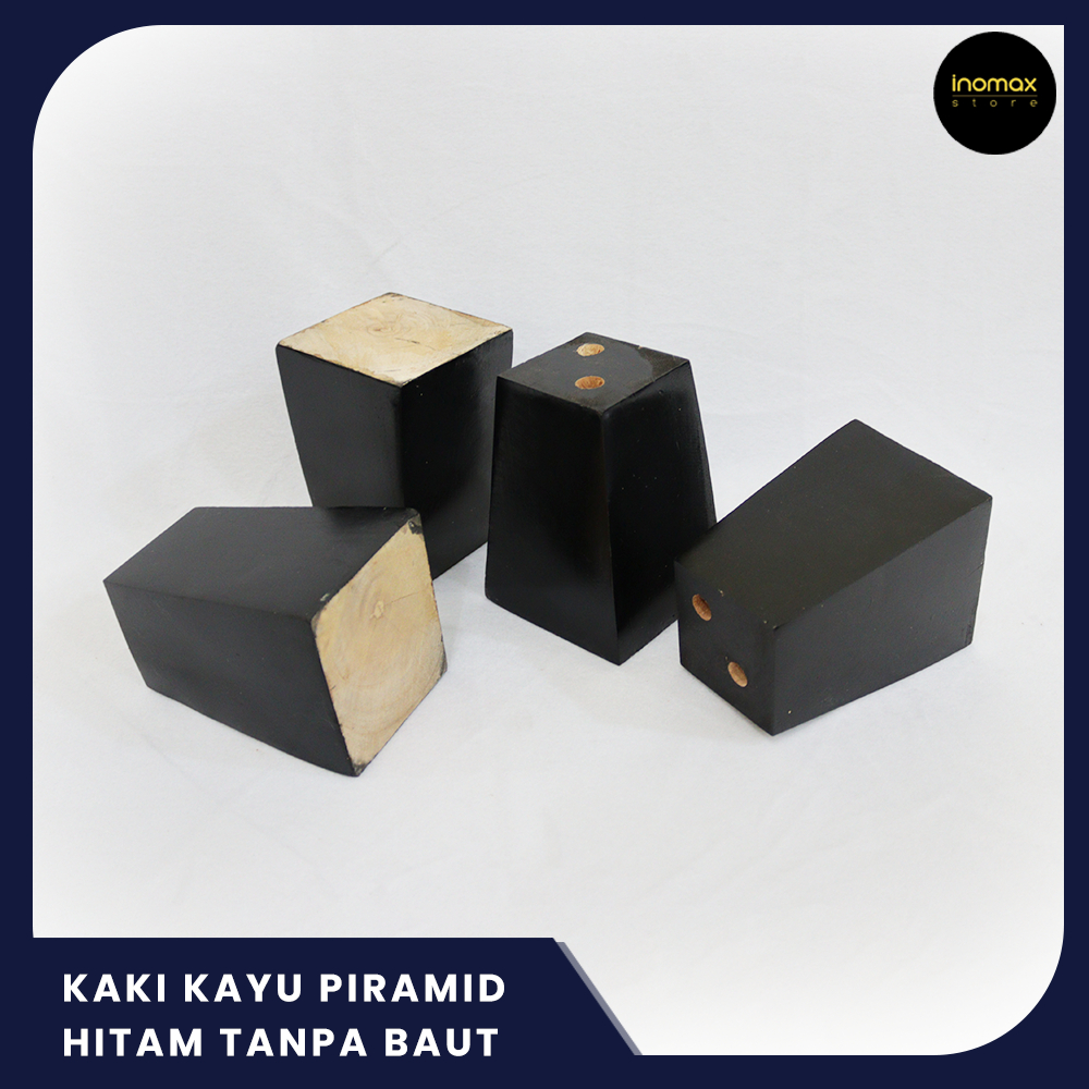 KAKI KAYU DIVAN/SOFA PIRAMID TANPA BAUT HITAM 10 CM - BAHAN BAKU SOFA/AKSESORIS SOFA/FURNITURE/LEMAR