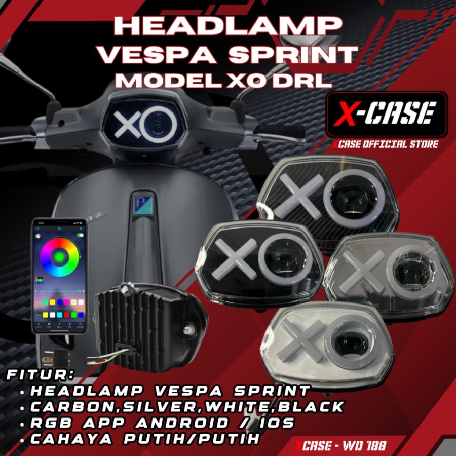 ORIGINAL HEADLAMP VESPA SPRINT MODEL XO LAZY EYE RGB BLUETOOTH XO WD 188