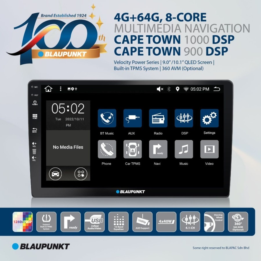Head Unit Android Blaupunkt Ram 4/64GB Blaupunkt Cape Town DSP