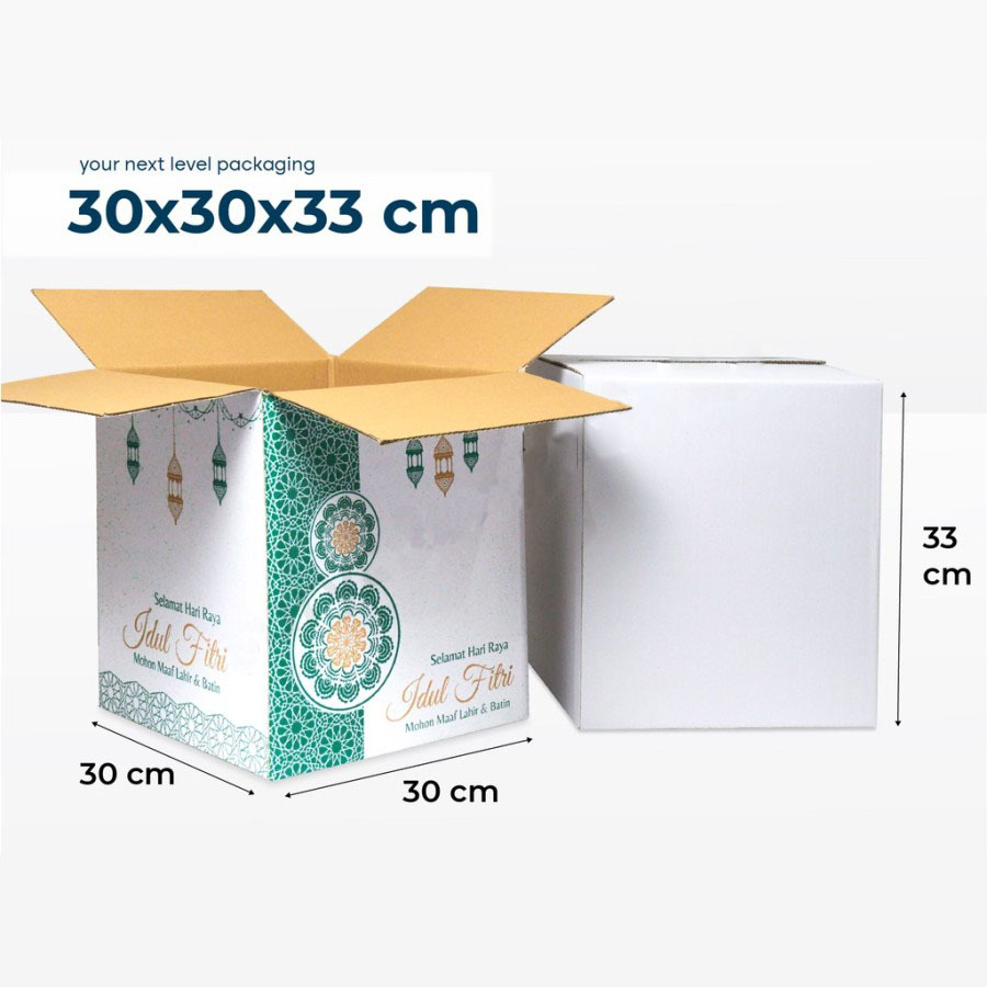 

( 5pcs ) Dus Parcel Idul Fitri Box Kotak Kemasan Sembako Kardus Lebaran 30x30x33cm Eid Mubarak