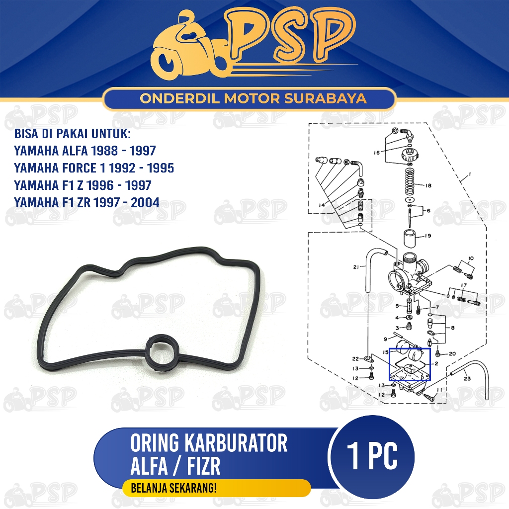 Oring Karburator Fizr - O Ring Karet Seal Sil Mangkok Karbu Yamaha 2T Alfa F1 F1ZR Force 1 FIZ R FIZ