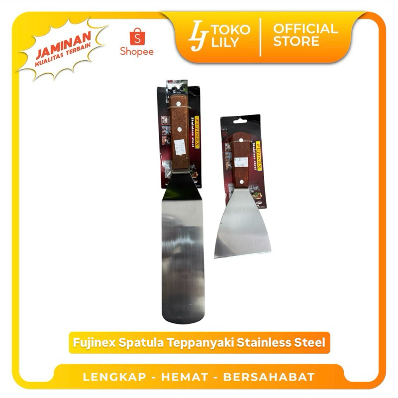 Spatula Teppanyaki Gagang Kayu Stainless Steel Fujinex