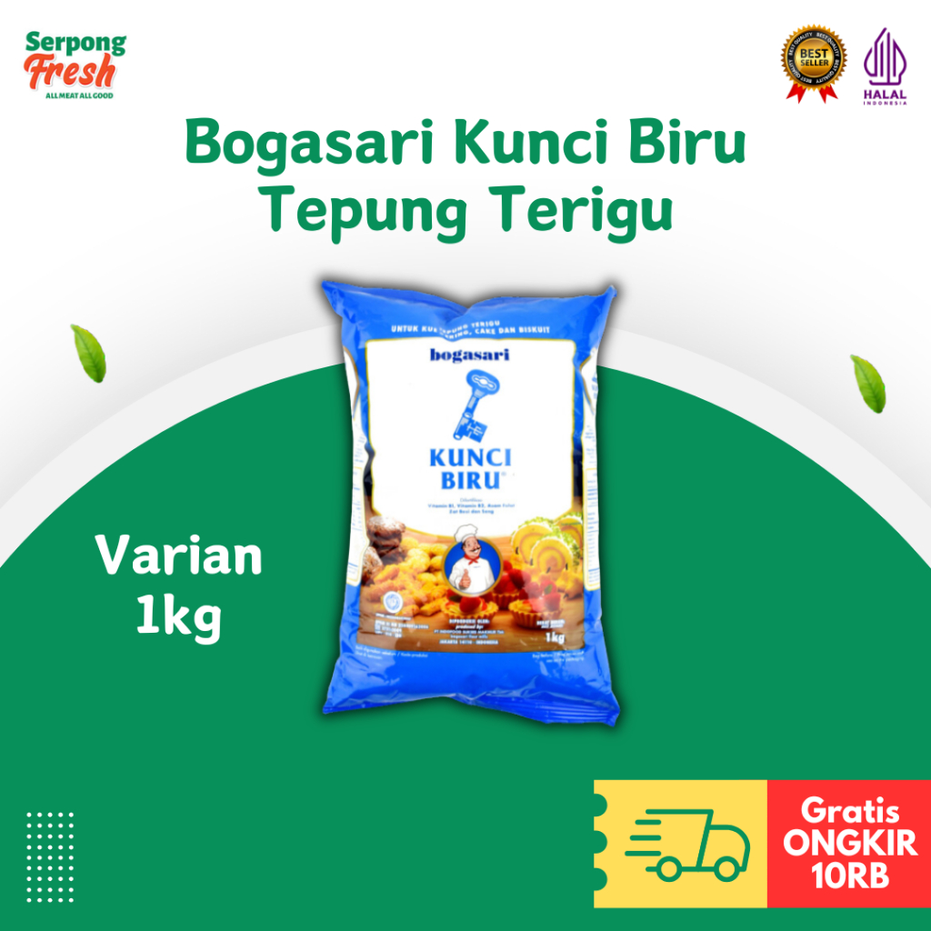 

Bogasari Kunci Biru Tepung Terigu 1 kg Premium