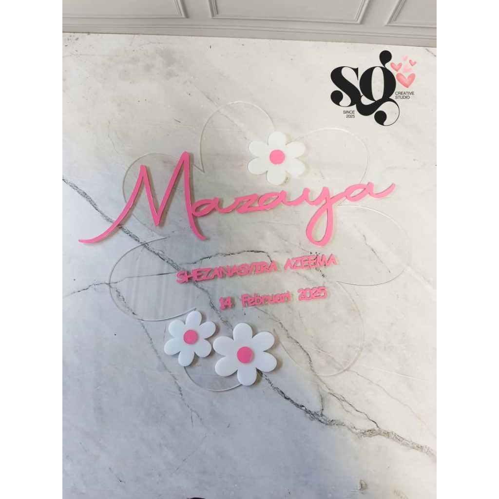 Hospital Board Acrylic Daisy | Papan Nama Bayi