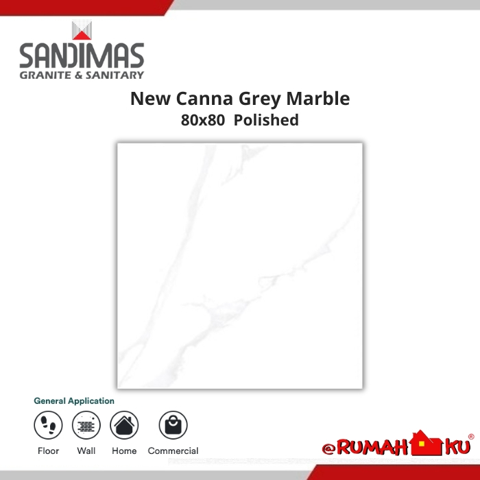 SANDIMAS LANTAI GRANIT CANNA GREY MARBLE 80X80 1dus isi 3pcs =1,92m2 polished