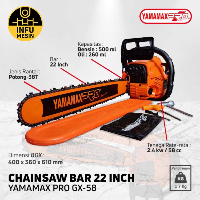 GERGAJI MESIN CHAINSAW 22 INCH YAMAMAX PRO GX58