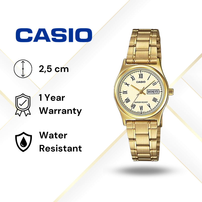 JAM TANGAN WANITA CASIO LTP-V006G-9B ORIGINAL - LTPV006G GOLD CASIO ORIGINAL