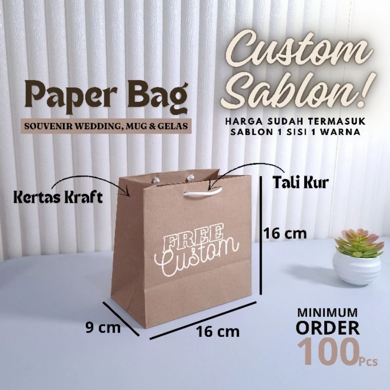 

Paper Bag 16 × 9 × 16 Tas Kertas Kraft Coklat Tebal Custom Sablon