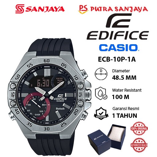 Jam Tangan CASIO EDIFICE ECB-10P-1A Original Garansi Resmi 1 tahun Rubber/Silicon Strap